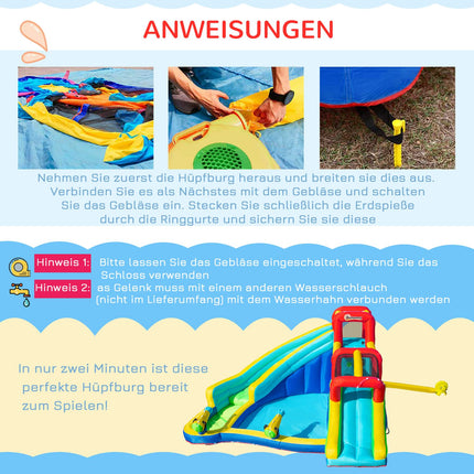 Aufblasbarer Hüpfburg-Wasserpark mit Rutsche für Kinder von 3-8 Jahren