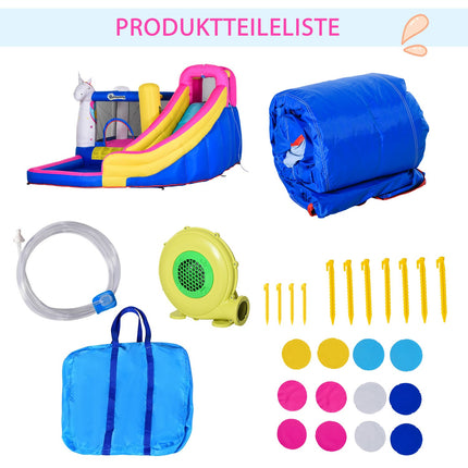 Aufblasbare Hüpfburg mit Rutsche und Pool für Kinder von 3-8 Jahren