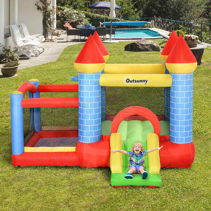 Hüpfburg aufblasbar mit Rutsche und Pool für Kinder 3-8