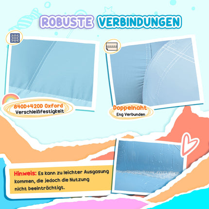 Springkasteel met blazer, glijbaan, sprong, basketbalring Opblaasbaar springkasteel met draagtas voor binnen buiten voor kinderen van 3-8 jaar, 340 x 220 x 180 cm | Aosoom