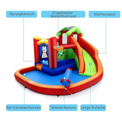 Hüpfburg Wasserpark mit Rutsche &amp; Planschbecken 370 x 300 x 190 cm rot