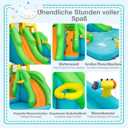 Hüpfburg mit Gebläse Wasserpark mit zwei Rutschen 400 x 361 x 255 cm (mit 480W Luftgebläse)