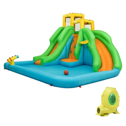 Hüpfburg mit Gebläse Wasserpark mit zwei Rutschen 400 x 361 x 255 cm (mit 480W Luftgebläse)