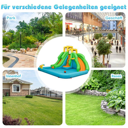 Hüpfburg mit Gebläse Wasserpark mit zwei Rutschen 400 x 361 x 255 cm (mit 480W Luftgebläse)