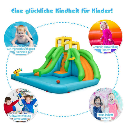 Hüpfburg mit Gebläse Wasserpark mit zwei Rutschen 400 x 361 x 255 cm (mit 480W Luftgebläse)