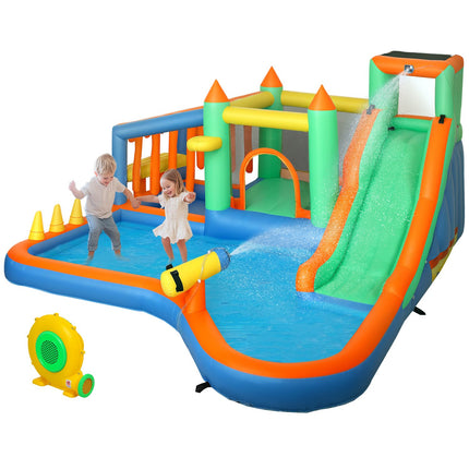 Hüpfburg aufblasbar mit Rutsche und Wasserkanone, 3-8 Jahre