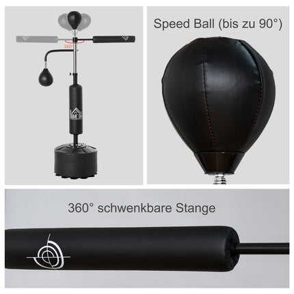 Verstellbares Boxtrainergestell, Reflexstange und Speedbälle