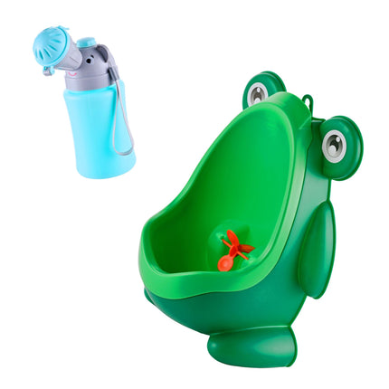 Boys' Frog Urinal Set with Travel Bottle, Green & Blue
