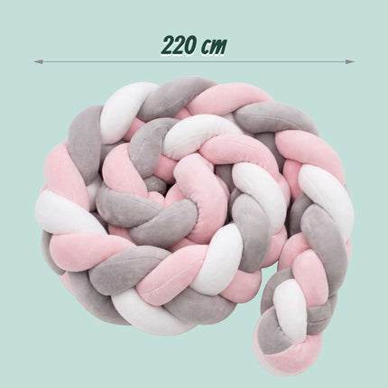 Braided Baby Cot Bumper, 220 cm – Soft, Colourful Design