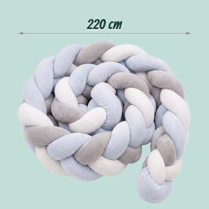 Braided Cot Bumper, 220 cm – Blue-Grey