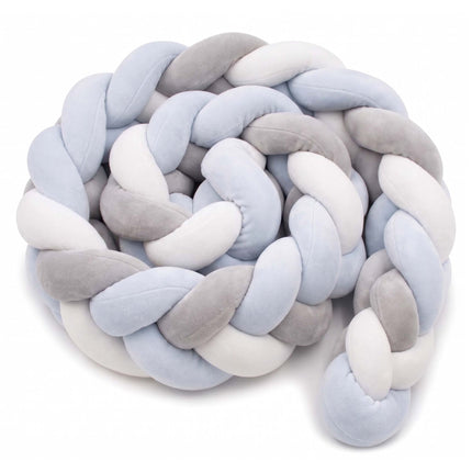 Braided Cot Bumper, 220 cm – Blue-Grey
