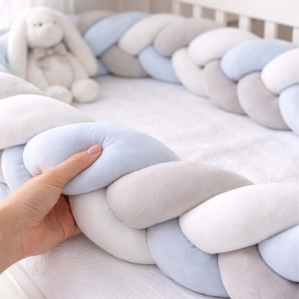 Braided Cot Bumper, 220 cm – Blue-Grey