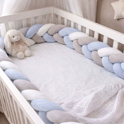 Braided Cot Bumper, 220 cm – Blue-Grey