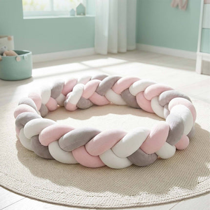 Braided Cot Bumper, 220 cm – Blue-Grey