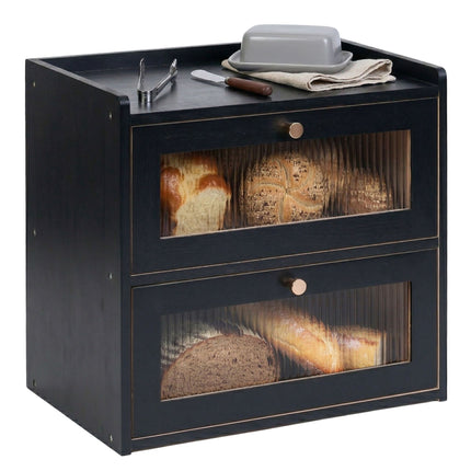 Brotkasten, Bambus 2-stöckig mit Sichtfenster