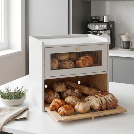 Brotkasten, Bambus, 2-stufig mit Sichtfenster