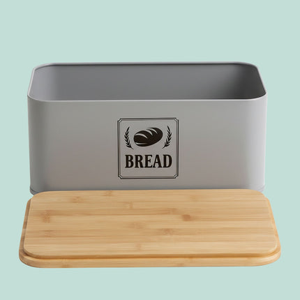 Bread Bin with Bamboo Lid – Retro Design, Metal Casing