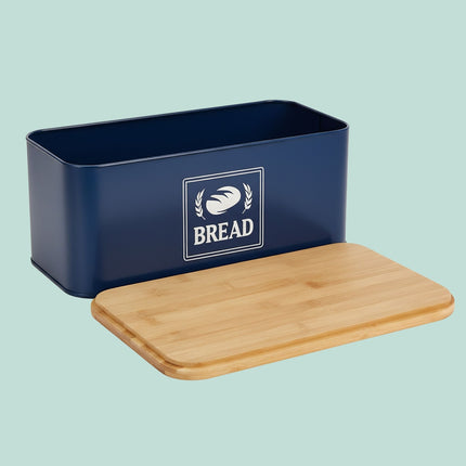 Brotkasten mit Bambusdeckel – Retro-Design, Metallgehäuse