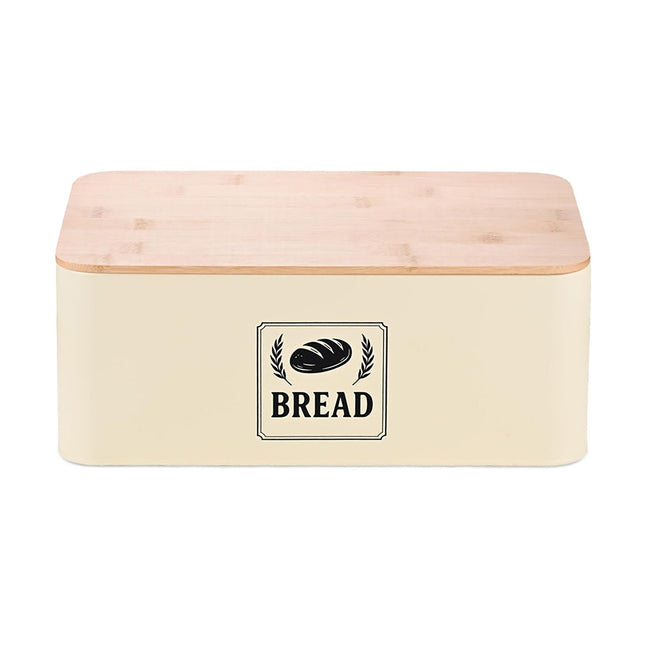 Brotkasten mit Bambusdeckel – Retro-Design, Metallgehäuse