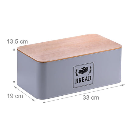 Bread Bin with Bamboo Lid – Retro Design, Metal Casing