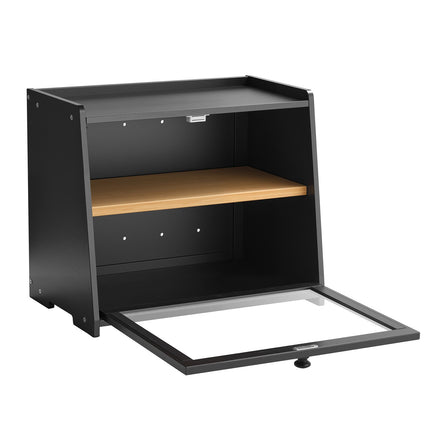 Bread Box, Double Layer Bamboo with Acrylic Door, Black