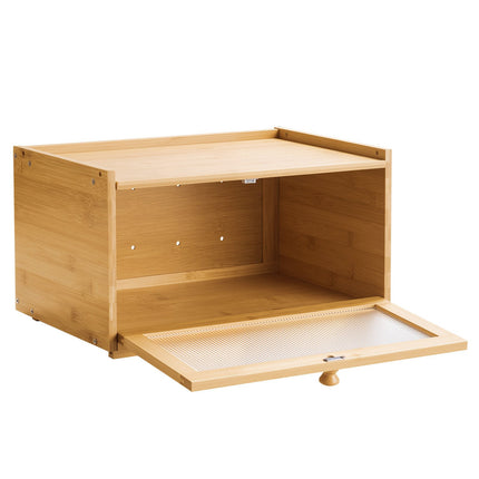 Bread Box for Countertop, Large Bamboo, Acrylic Wavy Door