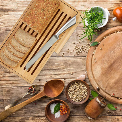 Bread cutting board with knife
