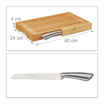 Bread cutting board with knife