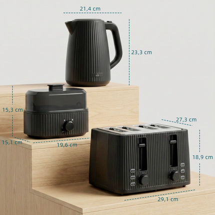 Snídaňová sada: rychlovarná konvice 1.7L, topinkovač na 4 plátky, vařič vajec