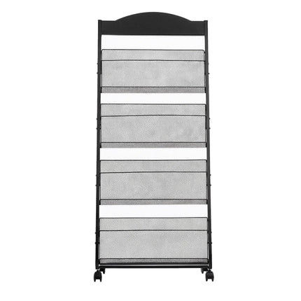 Brochure Display Rack, 4-Tier, Wheels, A4 Floor Stand