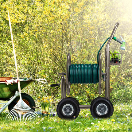 Brown 4 Wheel Hose Trolley