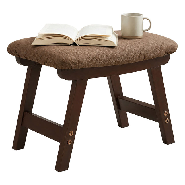 Brauner ergonomischer Fußhocker, Buchenholz & Leinen, 29x40x25 cm