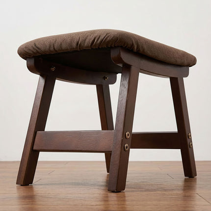 Brauner ergonomischer Fußhocker, Buchenholz & Leinen, 29x40x25 cm
