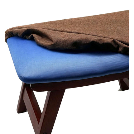 Brauner ergonomischer Fußhocker, Buchenholz & Leinen, 29x40x25 cm