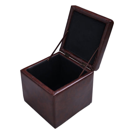 Brauner Leder-Aufbewahrungs-Ottomane – faltbar, 200 kg Tragkraft