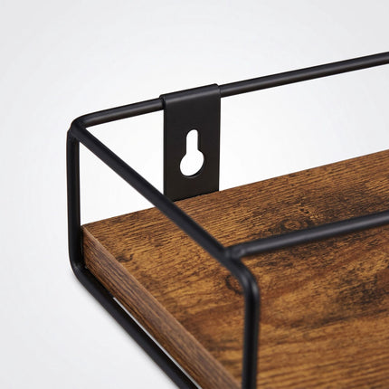 Brown MDF Wall Shelves, Set of 2, 40x15.5 cm