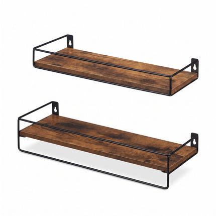 Brown MDF Wall Shelves, Set of 2, 40x15.5 cm