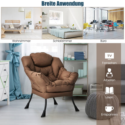 Brown Padded Armchair with Side Pocket – 114kg Capacity