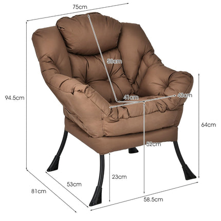 Brown Padded Armchair with Side Pocket – 114kg Capacity