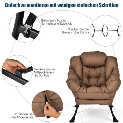 Brown Padded Armchair with Side Pocket – 114kg Capacity