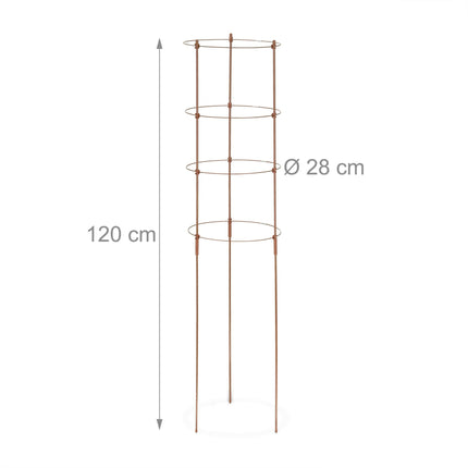 Braune Pflanzenstützen mit Ringen, 120 cm