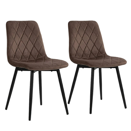 Brown Velvet Dining Chairs, Set of 2 – Modern Upholstered Seats
