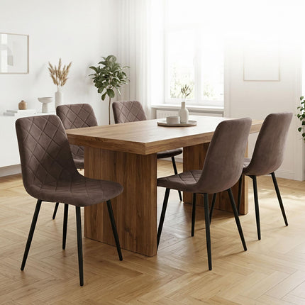 Brown Velvet Dining Chairs, Set of 2 – Modern Upholstered Seats