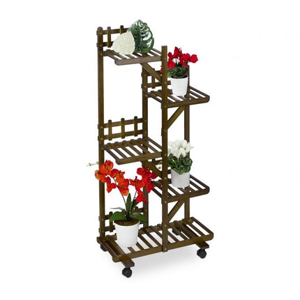 Brown bamboo plant shelf 5 shelves