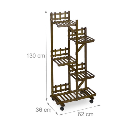 Brown bamboo plant shelf 5 shelves
