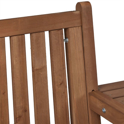 Brown garden bench with table
