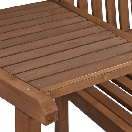 Brown garden bench with table