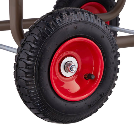 Brown hose cart with 4 wheels