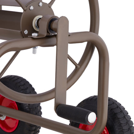 Brown hose cart with 4 wheels