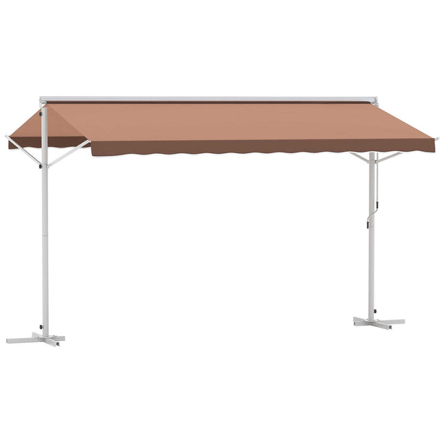 Braune Terrassenmarkise mit Gelenkarm, 4x3M Gartenschirm